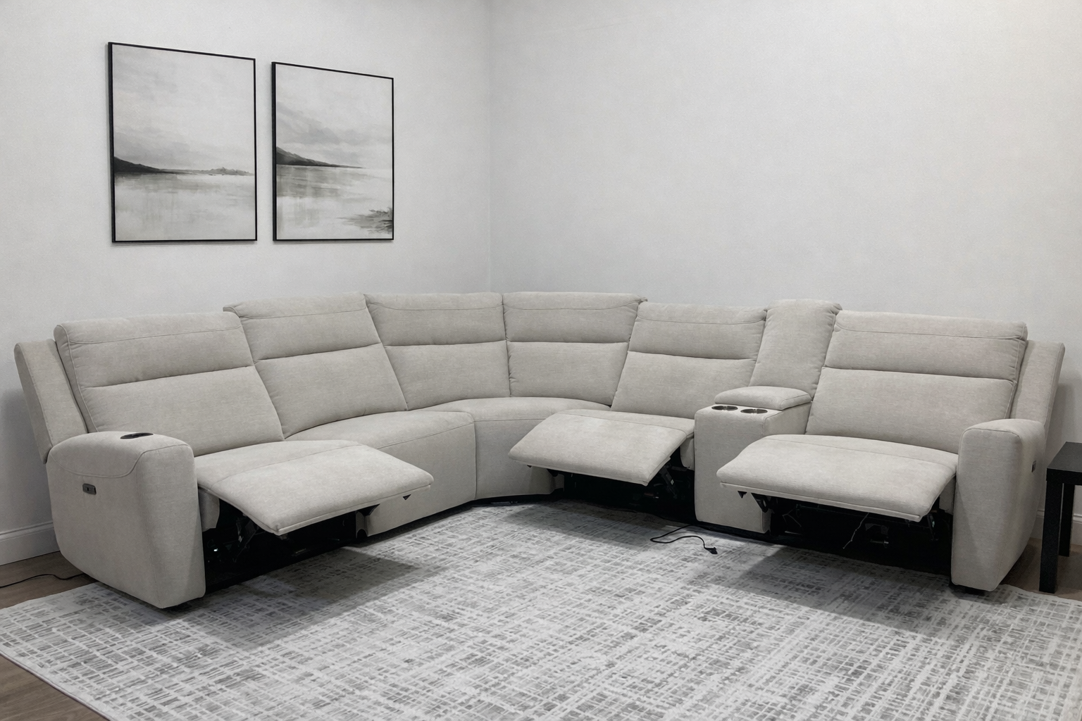 Brand new sectional with power recliners in the Stockwell showroom